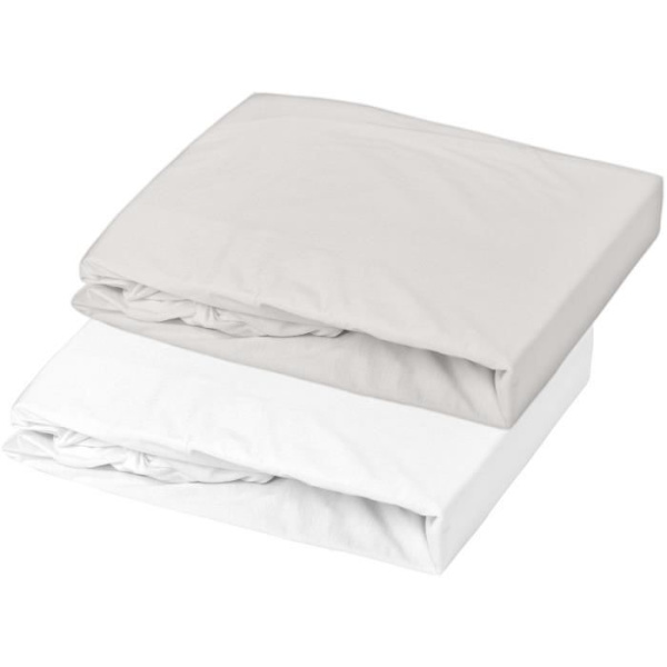 Sæt med 2 pasformer - DOMIVA - Jersey - 70x140 cm - Hvid/perle vit och pärla