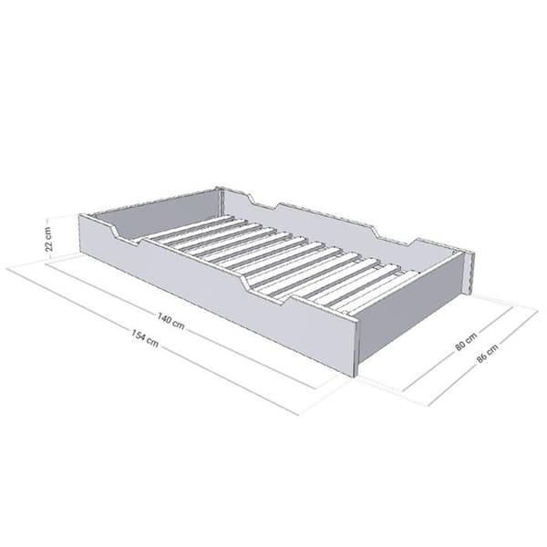 Rulleskrivebord til opbevaring eller seng - grå til seng 80 x 160 cm Grå