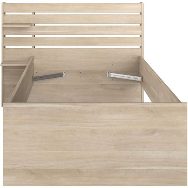 ESCALE barnsäng 90x190/200 cm - Ekdekor - Sänggavel + 2 lådor - L121,5 x H88,6 x D216,8 cm Japansk ek