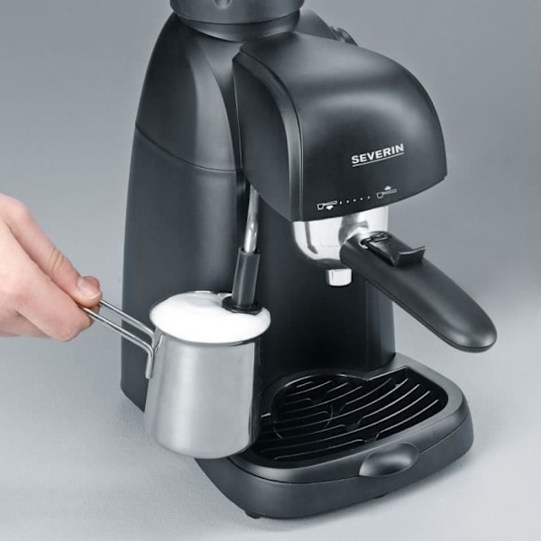 SEVERIN KA5978 Espressobryggare, Ånga för mjölkskum, liten espressomaskin, 4 koppar kaffemaskin, 3,5 bars pump, svart Svart