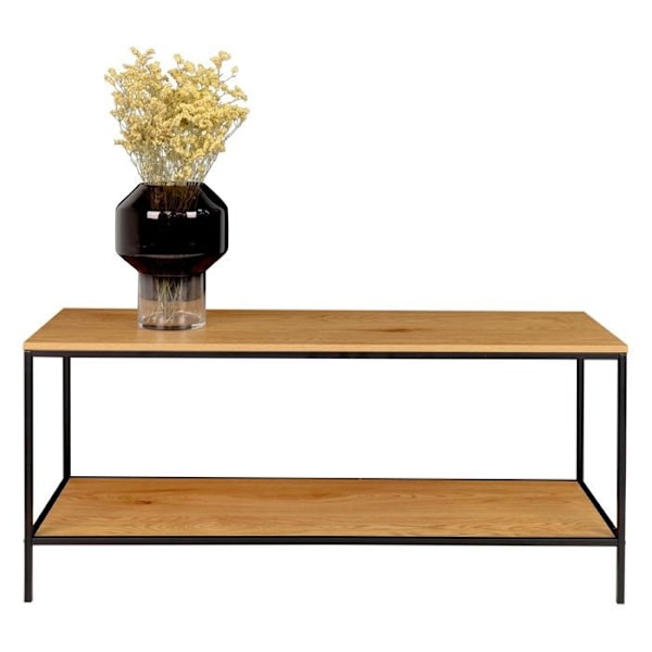 Black Steel TV Stand og Black Wood Top - ALTOBUY - Harald - Industriel - Loft - Rektangulær Svart