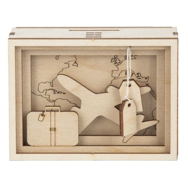 Trækasse i træ - Rejse - 11,5 x 8,5 x 5 cm - DIY sæt - Dekorative genstande - Unisex Beige