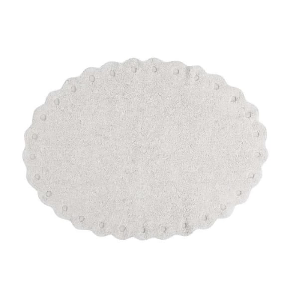 Elfenbenskotte oval tvättbar bomullsmatta - 130 x 180 cm