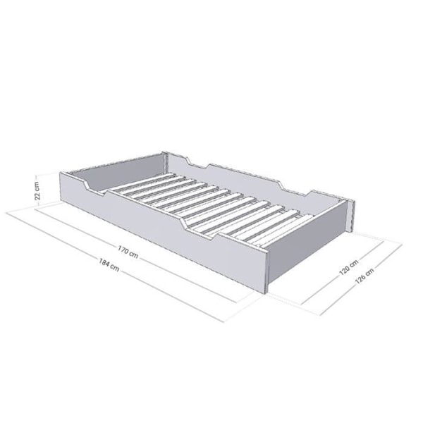 Sänglåda 120 x 190 BUDDY - ljusgrå - GENERIC - Sovrum - Vuxen Grå