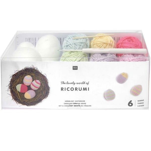 Crochetkit - Rico Design - Ricorumi - Pastellägg - 15 delar - Inkluderade instruktioner Flerfärgad