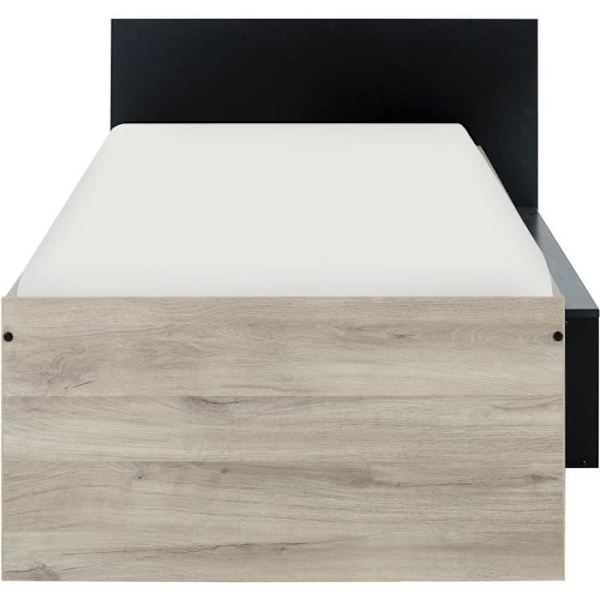 GAMI Erquy Børneseng med opbevaring - Lys Kronberg eg og sort indretning - 90 x 200 cm