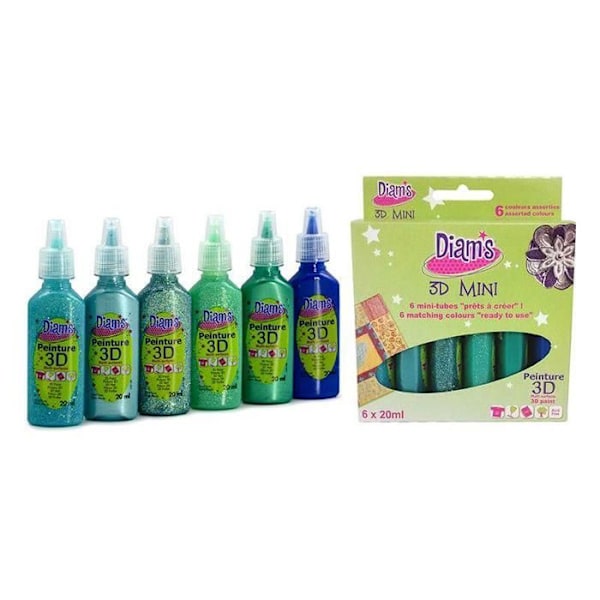 3D-färg - DIAM'S - Total PARADISE - 20 ml x 6 - Multi-stöd - Tvättbeständig Totalt PARADIS