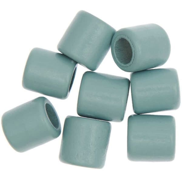 8 cylindriska pärlor - turkost trä - 17 mm Turkos