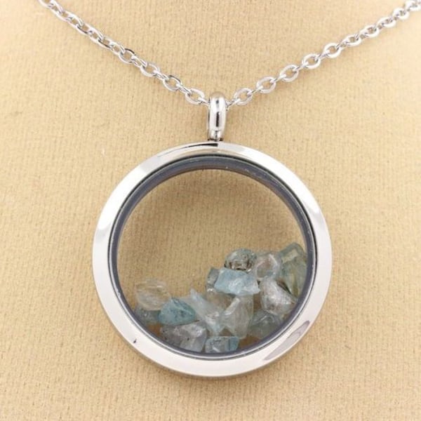 Collier - ABIJOUX - Médaillon Zirkon rå 25 mm - Rostfritt stål - Silverfärgad - Unisex Pengar