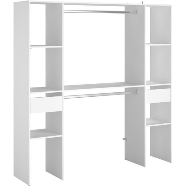 ARTIC EKIPA omklædningsrumssæt - Hvid melamin indretning - 2 garderobeskabe + 2 skuffer - L176 x D40 x H180 cm - Fremstillet i Frankrig Vit