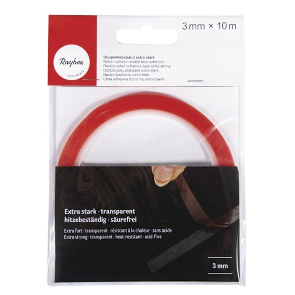 Ekstra stærk dobbeltklæbende tape 3mm x 10 m