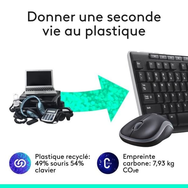 Tastatur og mus - Trådløs - Logitech - MK270 - AZERTY - Sort