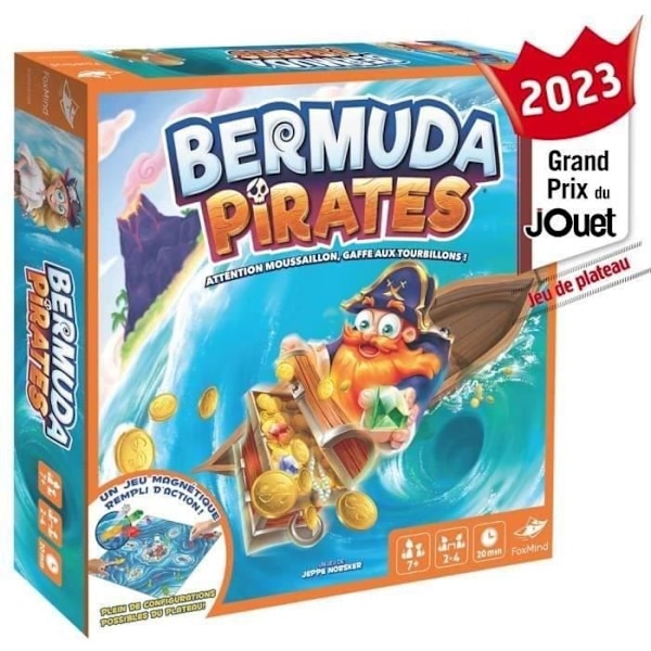 Bermuda Pirates - Asmodee - Magneettinen lautapeli - Toimintapeli 2-4 hengelle - 7-vuotiaat ja sitä vanhemmat