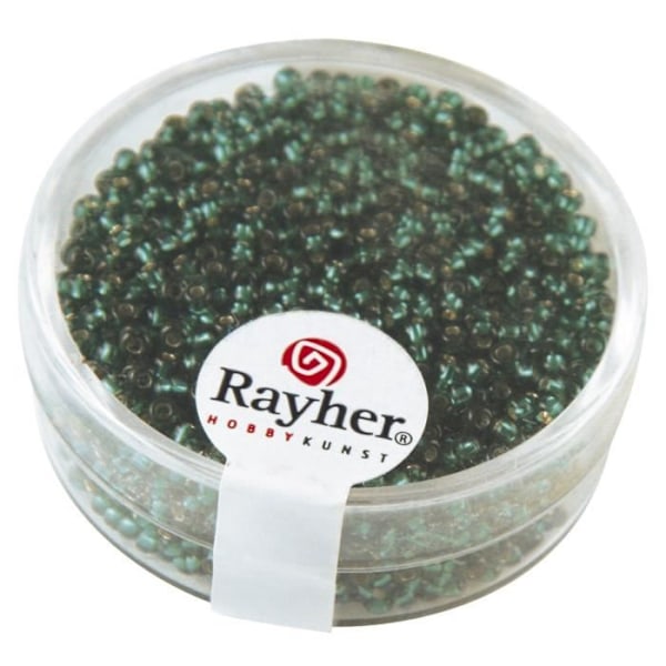 RAYHER Rocailles - Ø 2 mm - Med sølvindhold - Jade - 17 g boks Grön