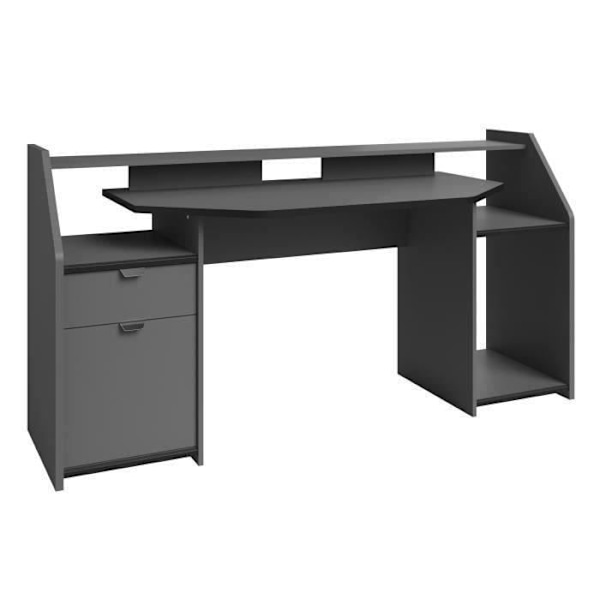 Gaming gaming skrivebord - Partikelpaneler - Shadow grå og sort - L 180 x D 67 x H 92 cm - PARISOT Grå
