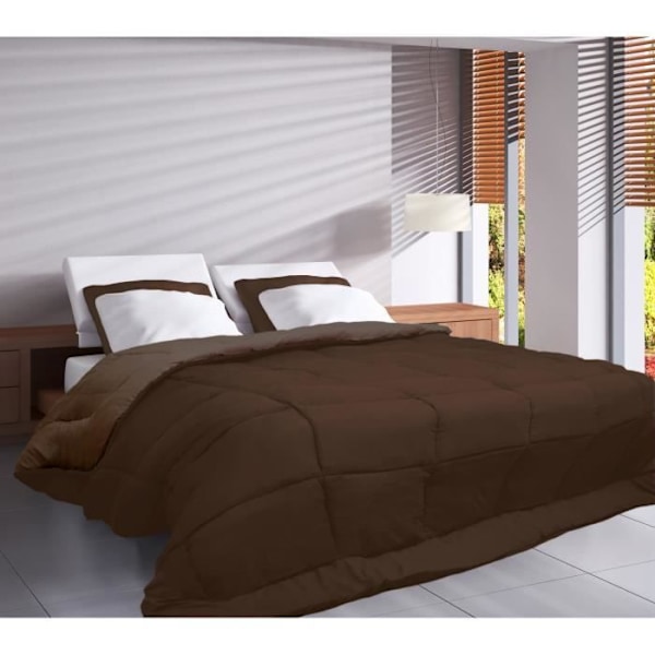 CALGARY Lämmin Mikrokuitupeitto 400g/m² Choco & Moka 200x200cm Brun og chokolade