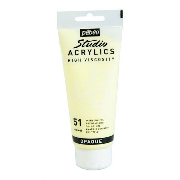 Akrilfarve - Pébéo - Studio - Lys Gul - 100 ml - Satiné Gul ljus
