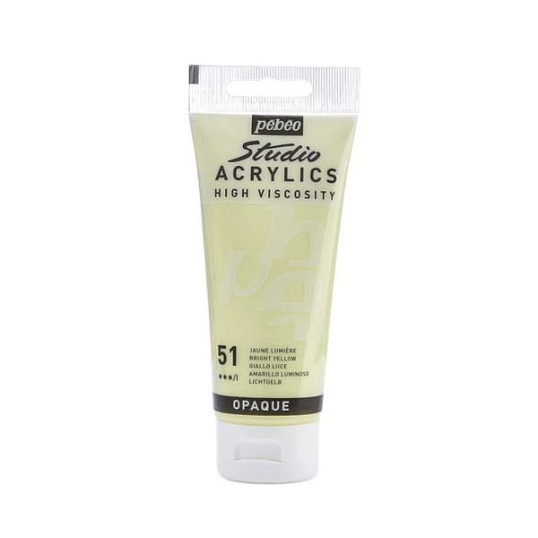 Akryylimaali - Pébéo - Studio - Kirkkaankeltainen - 100 ml - Silkki Gul ljus