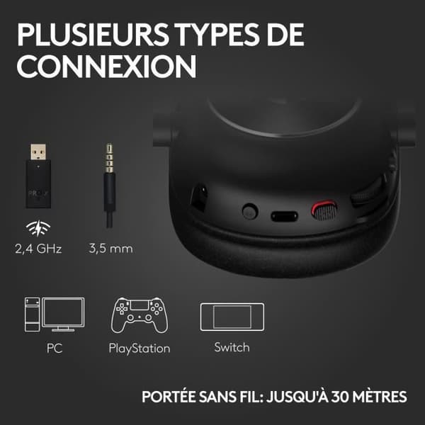 Gaming headset - Trådlös - Logitech G - Pro X 2 - Bluetooth - PS5, PS4, PC - Svart