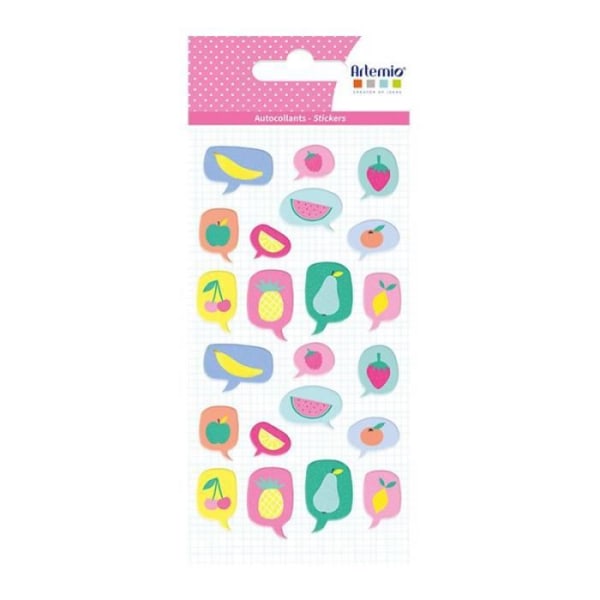 3D Tutti Frutti Philactères Stickers - ARTEMIO - För barn från 5 år - Rosa Rosa