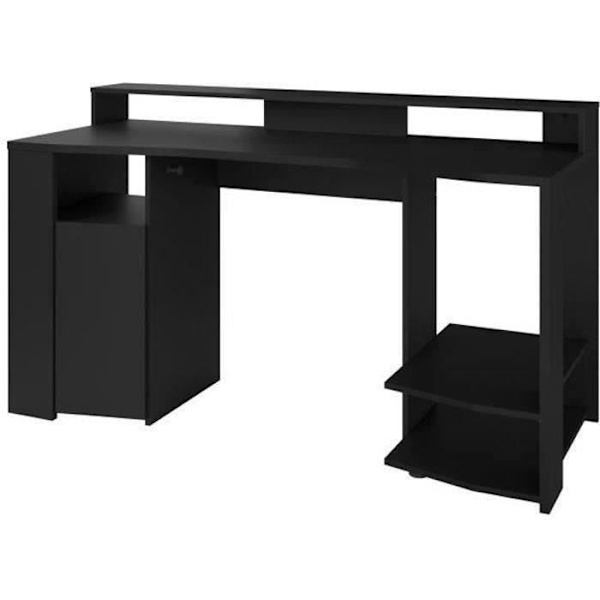 Lige LED gaming skrivebord - Sort - L 152 x D 61,5 x H 86,7 cm - Stort spilleområde - GAMING Svart