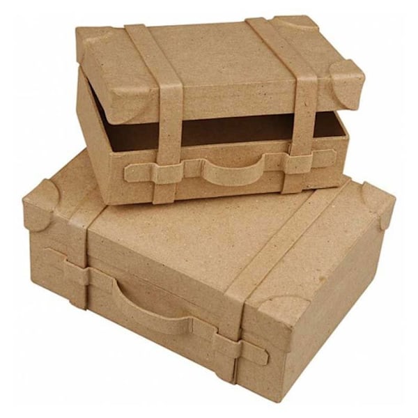 Mini-väskor - Vintage - 7,5 x 11 cm och 10 x 14 cm - Pappmache - 2 st - Förvaring kastanj