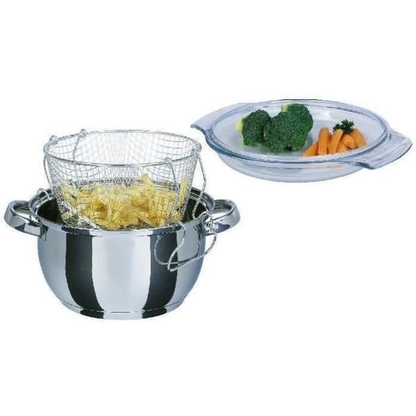 Friture - GSW - 488204 - Induktion - 22 cm - Glaslåg - Rustfrit stål Rostfritt stål