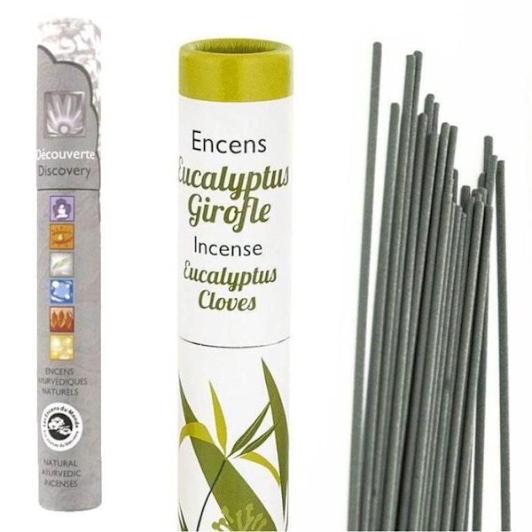 Eucalyptus-nellike røgelse 30 pinde + ayurvedisk røgelse 14 pinde