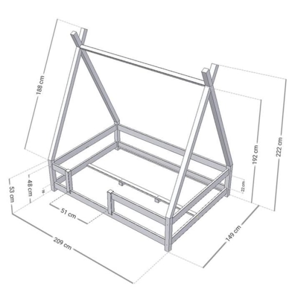 NAKANA barnhyttsäng 140 x 200 bensingrön - GENERISK - Lamell - Massivt trä Grön