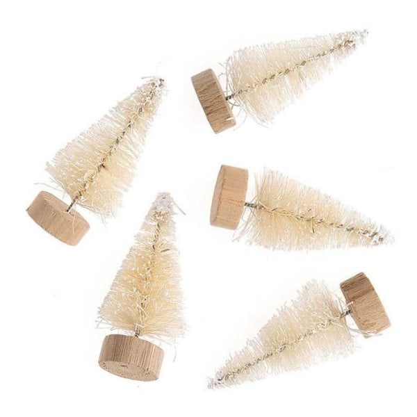 Set med 5 vita träjulgranar 5 cm Vit