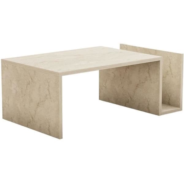 Soffbord - MEMO - Rektangulär - Travertin marmorlook - 86,8 x 32,4 x 50 cm Travertineffekt