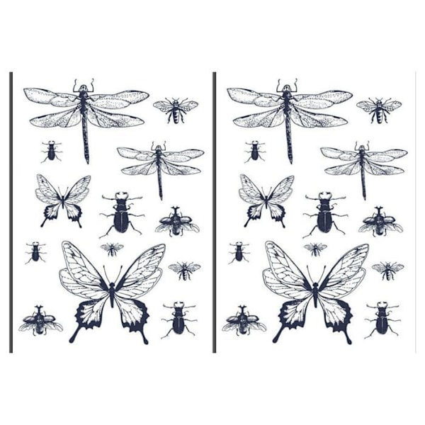 2 sorte og hvide strygeark - Insekter Svart