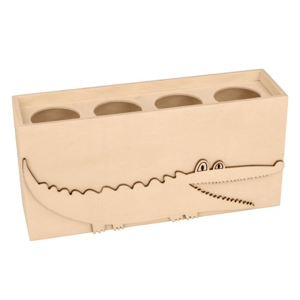 Puinen krokotiilikynäteline Beige
