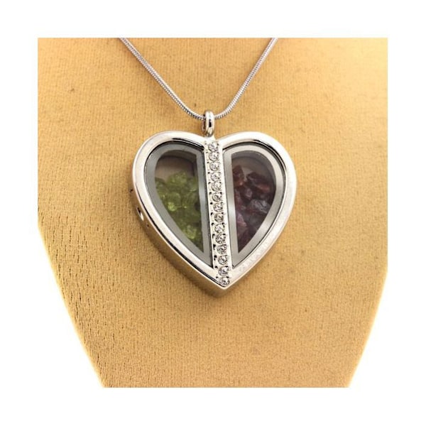 Kivet ja Mineraalit. Rhodolite Garnet + Raw Peridot kaulakoru. Sydän malli. röd grön