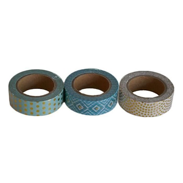 3 st maskeringstejper 10 m - Mintguld Mentha, gyllene
