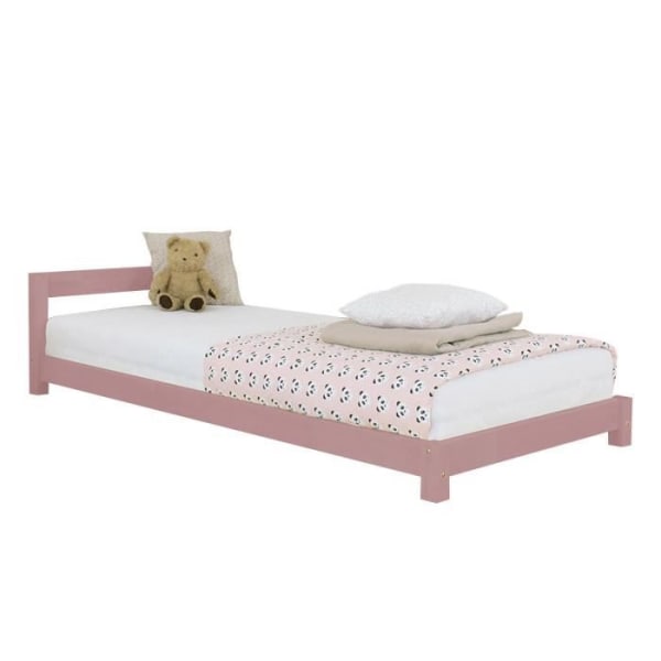 DREAMY børneseng 90 x 180 pastel pink - GENERIQUE - Klassisk seng - Pige - Træ Rosa