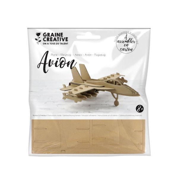 Kartong flygplansmodell - Brun - 16,5 x 17,5 x 6 cm Beige