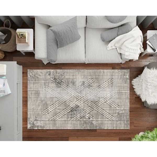 Teppe - FISUN - Beige - 200x300 cm - Antiskli - Maskinvaskbar - Moderne Beige