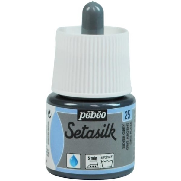 Silkkiväri - Pébéo - SetaSilk - 45 ml - Hopeanharmaa - Sekä - Aikuiset Silvergrå