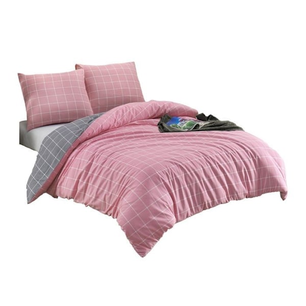 Vuodevaatesetti - TRENDY - Vaaleanpunainen - 140x200cm - 80% Puuvillaa - 20% Polyesteriä Rosa