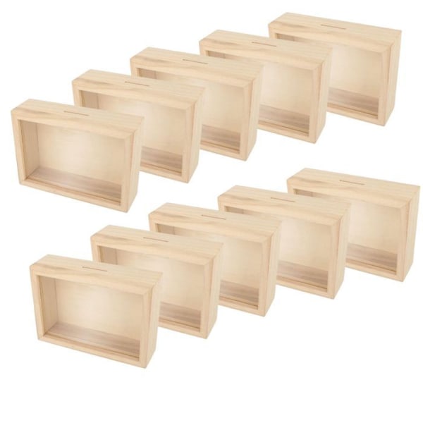 10 spargrisar i träram att anpassa 12 x 17 cm Beige