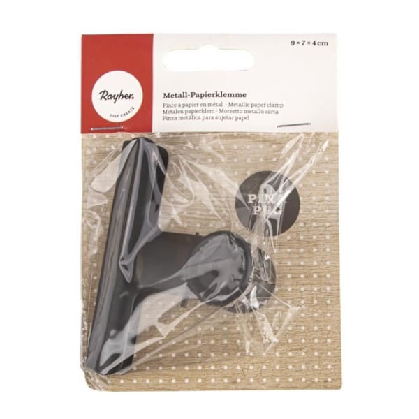 Metalklips - Pin & Peg - Notepuppercase - Ekstra stærk fastgørelse - Sort - 9x7x4cm Svart
