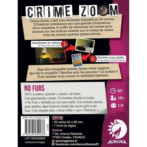 Crime Zoom: No Furs - Asmodee - Alkaen 62 vuotta Flerfärgad