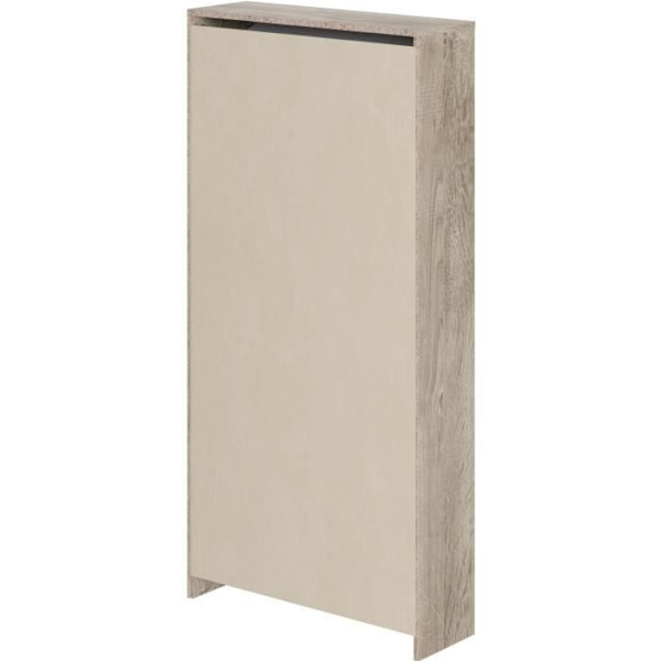 Skoskab - 4 døre - Eg og hvid - 75x24x154 cm - Leona Vit ek