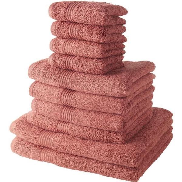 I DAG Sæt med 4 gæstehåndklæder 30x50 cm + 4 badehåndklæder 50x100 cm + 2 badehåndklæder 70x130 cm 100% Terracotta bomuld Terrakotta
