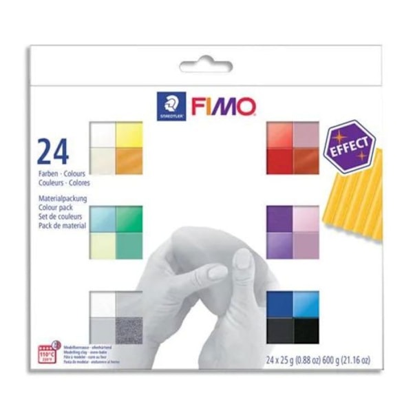 Modellervoks - FIMO EFFECT - Sæt med 24 - Multifarvet - Til voksne og børn - Kunstneriske kreationer Flerfärgad