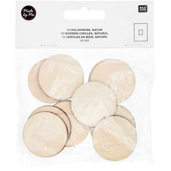 12 luonnonpuulautasta iso 38 mm beige