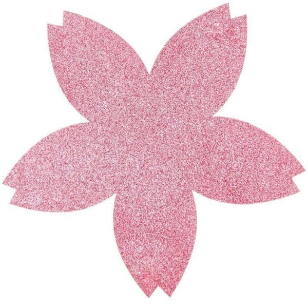 6 glitter-kirsebærblomsterunderlag, i filt, 19 x 19 cm Rosa