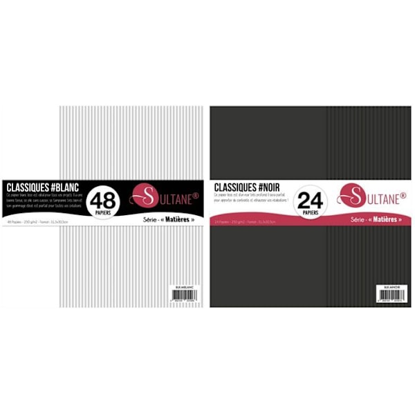 72 sorte + hvide scrapbogspapirer - 300g/m² Vit