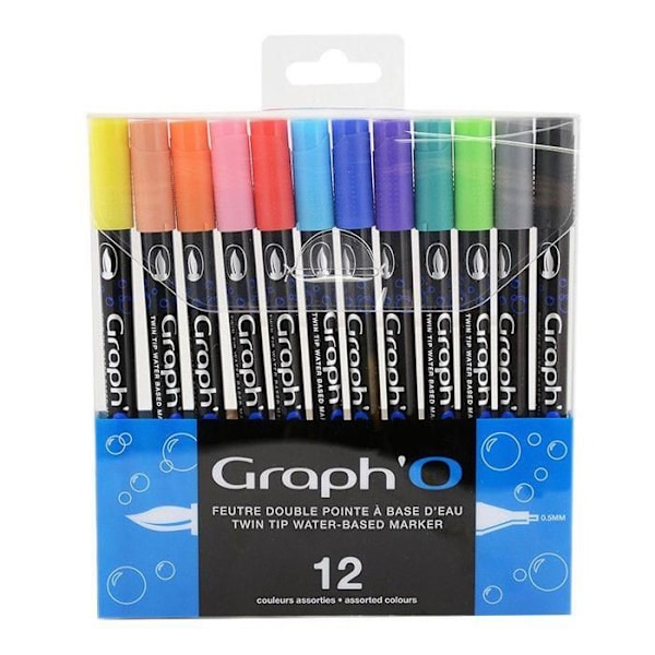 Feutrar - Graph'It - Graph'O - 12 feutrar - Dubbel spets - Blandad Flerfärgad
